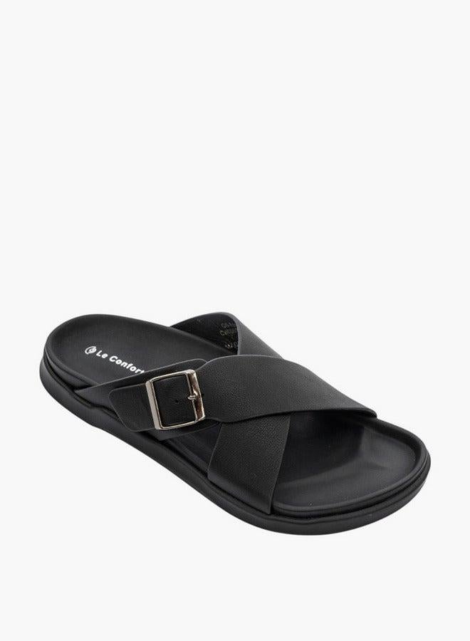 Le Confort Men Buckle Accent Cross-Strap Slip-On Sandals - Image 1