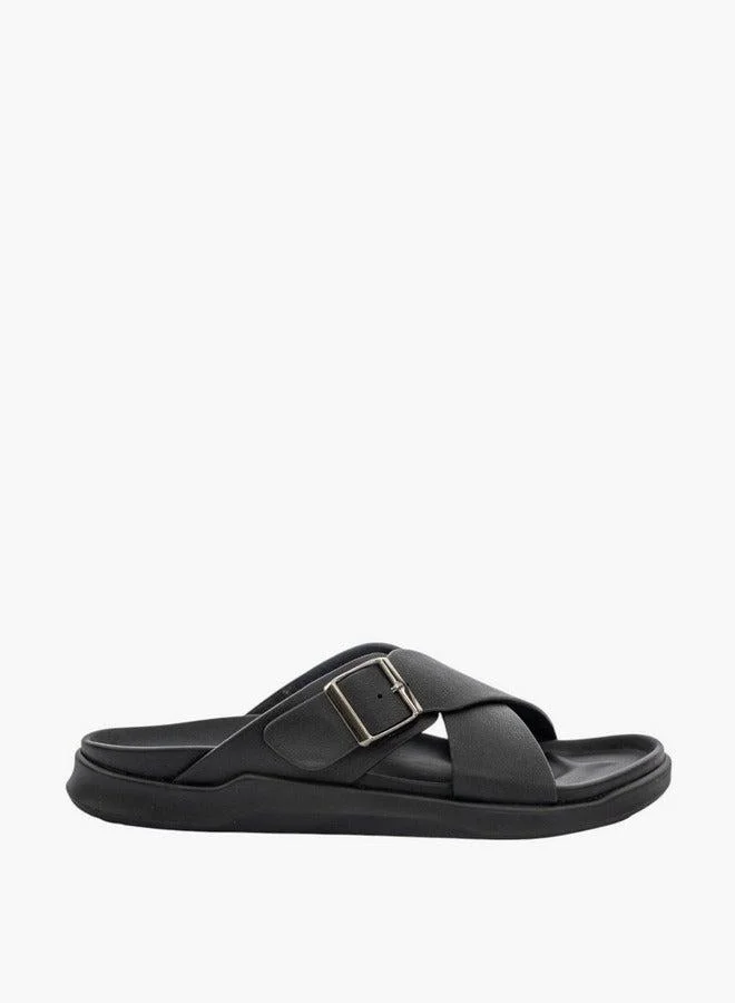 Le Confort Men Buckle Accent Cross-Strap Slip-On Sandals