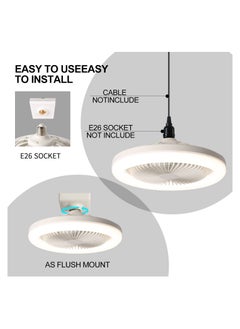 KASTWAVE Ceiling Fan with Lights, Ceiling Light with Silent Fan Delier with Remote Control or Switch Control, Easy Installation Lamp Holder for Indoor, Living Room, Bedroom, White  - Image 5