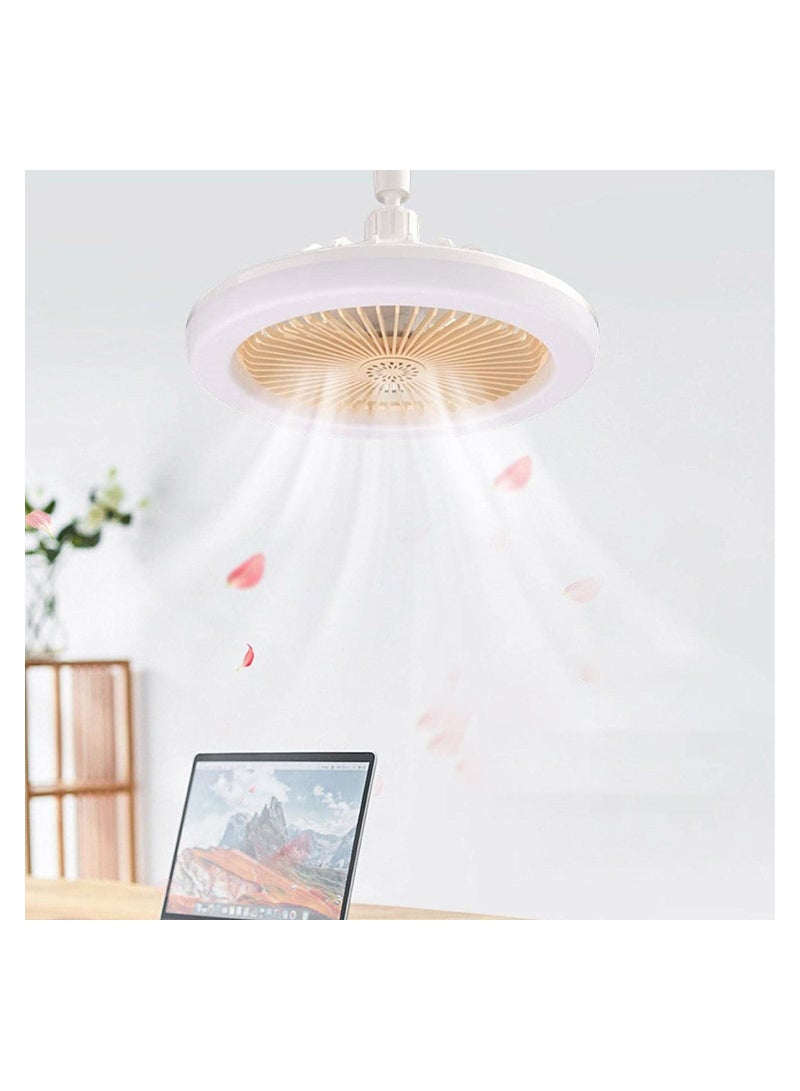 Ceiling Fan with Lights, Ceiling Light with Silent Fan Delier with Remote Control or Switch Control, Easy Installation Lamp Holder for Indoor, Living Room, Bedroom, White
