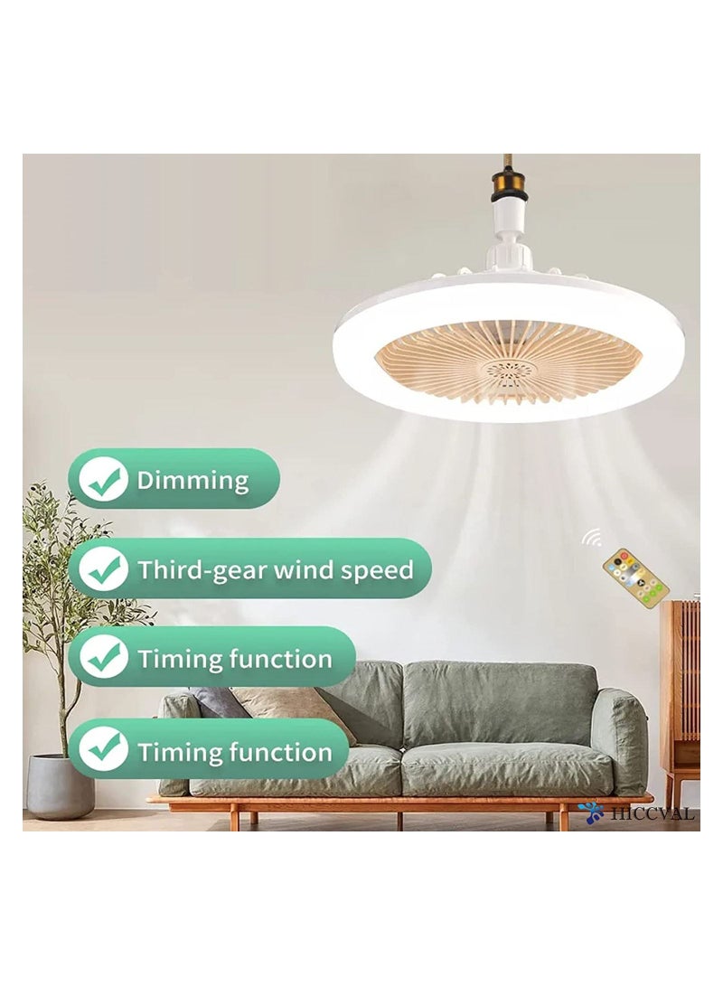 Ceiling Fan with Lights, Ceiling Light with Silent Fan Delier with Remote Control or Switch Control, Easy Installation Lamp Holder for Indoor, Living Room, Bedroom, White
