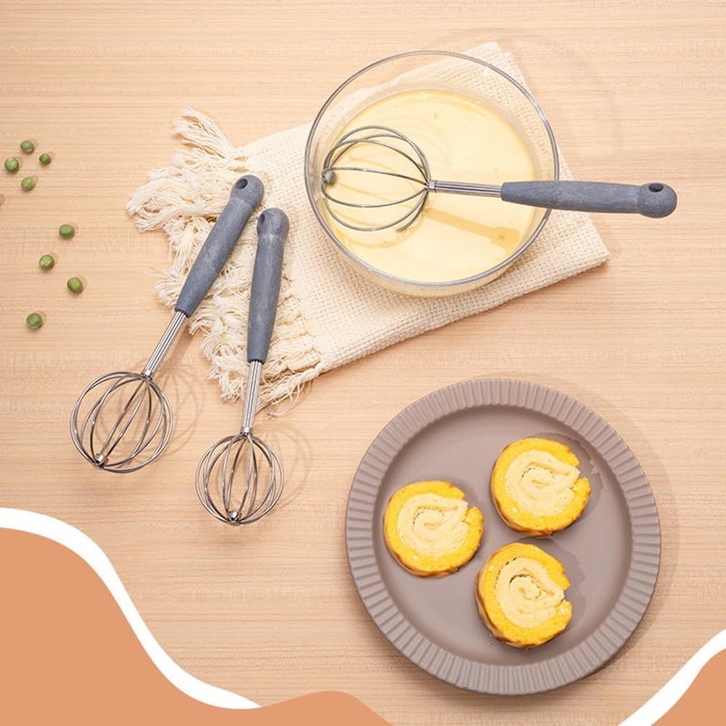2 Pcs Dough Whisk for Cooking 2 Sizes Stainless Steel Wire Hand Whisk Spherical Non Stick Egg Beater for Blending Whisking Batter Chocolate Cream Jam Corn batter Meat Sauce Dishwasher Safe - Image 3
