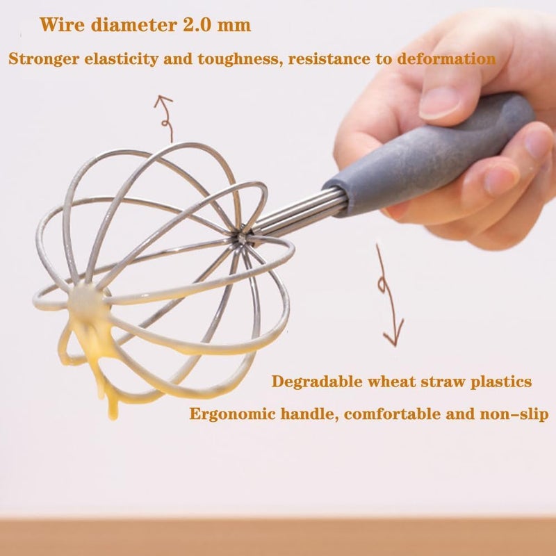 2 Pcs Dough Whisk for Cooking 2 Sizes Stainless Steel Wire Hand Whisk Spherical Non Stick Egg Beater for Blending Whisking Batter Chocolate Cream Jam Corn batter Meat Sauce Dishwasher Safe - Image 5