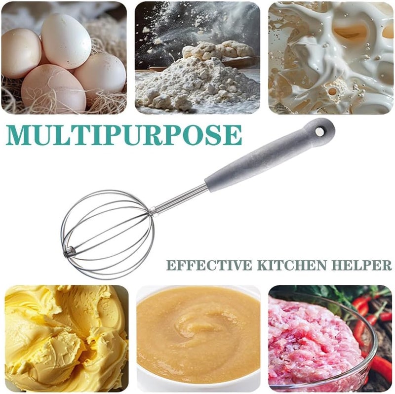 2 Pcs Dough Whisk for Cooking 2 Sizes Stainless Steel Wire Hand Whisk Spherical Non Stick Egg Beater for Blending Whisking Batter Chocolate Cream Jam Corn batter Meat Sauce Dishwasher Safe - Image 4