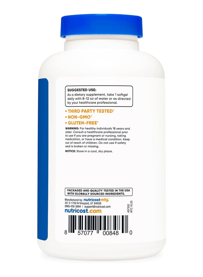 كبسولات هلامية من زيت جوز الهند من نوتريكوست (1000 مجم) 120 كبسولة هلامية - زيت جوز الهند البكر الممتاز - خالي من الغلوتين وغير معدل وراثيًا - Image 4