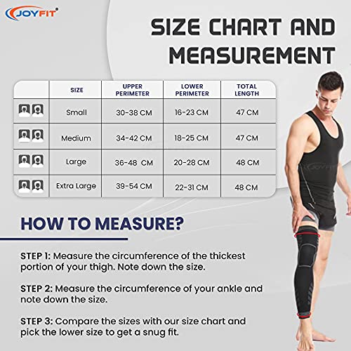 Joyfit Long Calf Compression Sleeve With Anti Slip Design, Full Leg Support, Reduce Muscle Swelling, & Shin Splint- Ideal For Men & Women at Gym And Home Workout (Pair) (Black-Grey, L) - Image 3