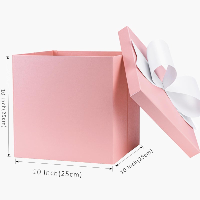LaRibbons Large Gift Boxes with Lids, 10x10x10 Inches Pink Square Foldable Gift Boxes for Valentine's Day, Birthday, Wedding, Baby Shower, Party, All Occasion - Image 5
