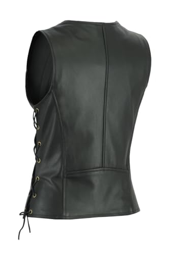 A&H Apparel AH Apparel Women Motorcycle Biker Classic Vest Genuine Cowhide Leather Vest With Gun Pocket Small - Image 3