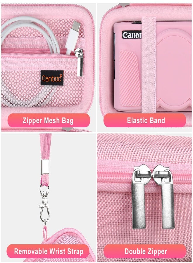 كانبوك حقيبة كاميرا كانبوك لكاميرا كانون باور شوت SX740 SX730 HS الرقمية، حقيبة حمل صلبة واحدة + غطاء حماية من السيليكون الناعم مع غطاء عدسة قابل للإزالة، لون وردي (الحقيبة فقط) - Image 5