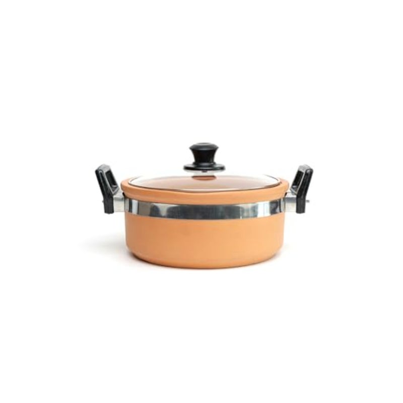 Terracotta Clay Cooking Pot with Glass Lid Earthen Clay Pot for Cooking Eco-Friendly Unglazed Cookware Authentic Flavor and Nutrient Retention Earthen 4 L - Image 1