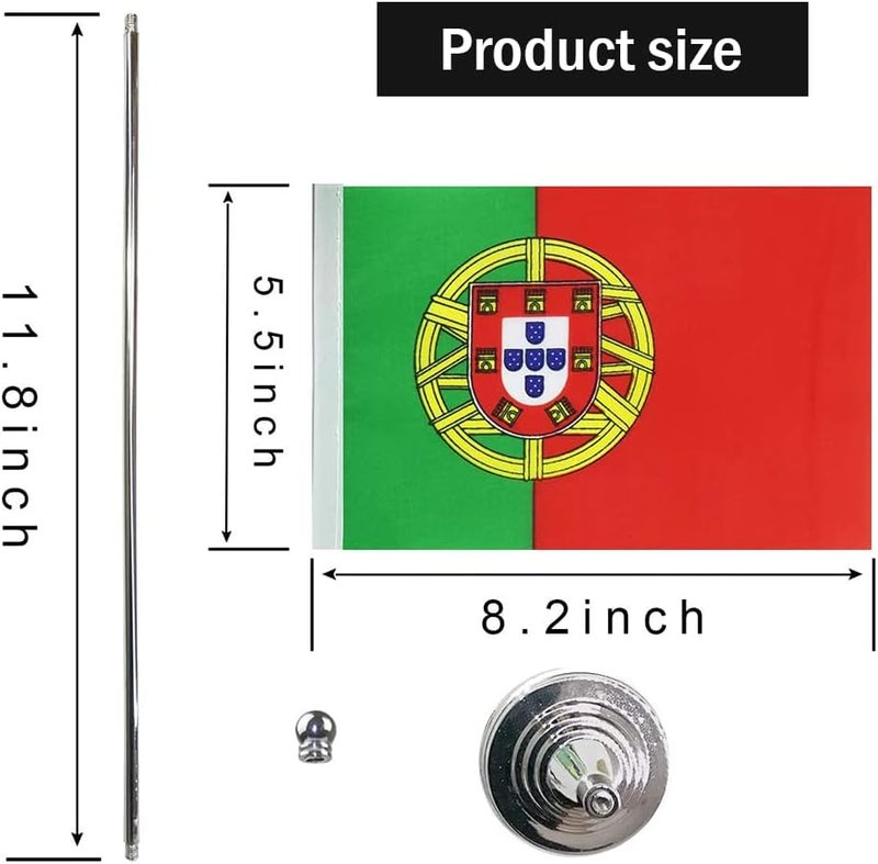 mflagperft Portugal Flag Portuguese Flags, Small Mini Portuguese Desk Flag, Used for Table Office Classroom Home Patriotic Events Decorations - Image 2