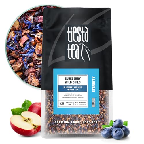 Tiesta Tea Blueberry Wild Child, Loose Leaf, Blueberry Hibiscus Herbal Tea, Premium Non-Caffeinated Blend, Make Hot or Iced, Brews Up to 200 Cups, 16 Ounce Resealable Bulk Pouch - Image 1
