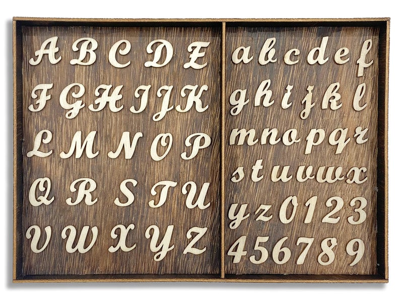 552 Pieces 075 Inch Mini Unfinished Wooden Letters Uppercase  Lowercase Unpainted Wooden Numbers Blank Wood Letters Storage for Scrapbooking Crafts