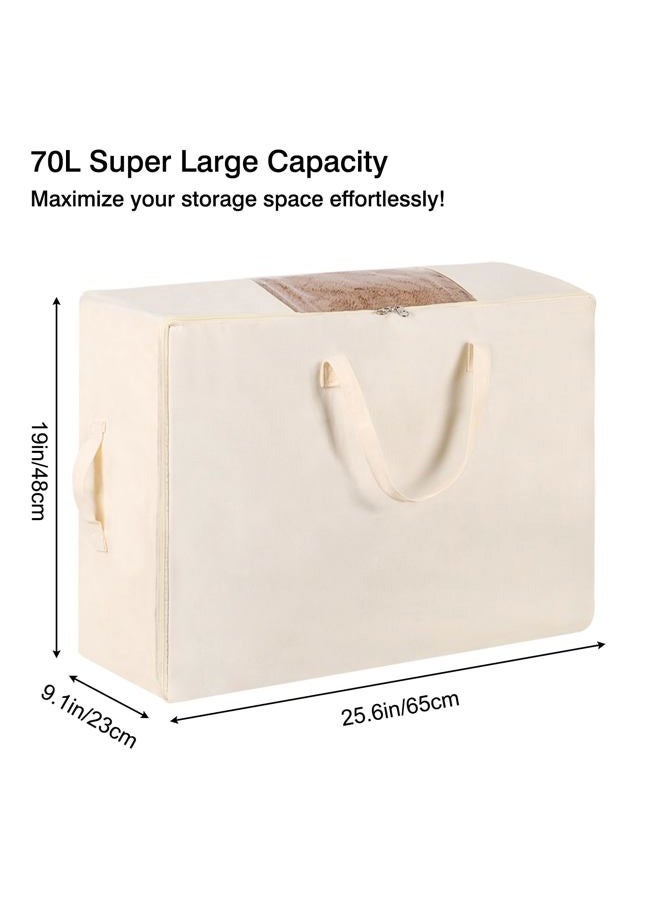 YGEOMER 2 Pack Canvas Blanket Storage Bags with Zipper Foldable Closet Organizers Storage Containers with Reinforced Handle for Dorm Storage Organizing, Bedroom, Closet,Blanket, Clothing, Comforters - Image 2
