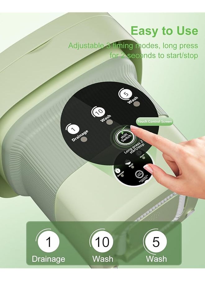 erorex Portable Washing Machine 9L Mini Laundry Washer With 3 Cleaning Modes For Underwear Baby Clothes Sock Small Delicates. Foldable Washer And Dryer Combo For Apartment Home Hotel Camping Rv Green  - Image 3