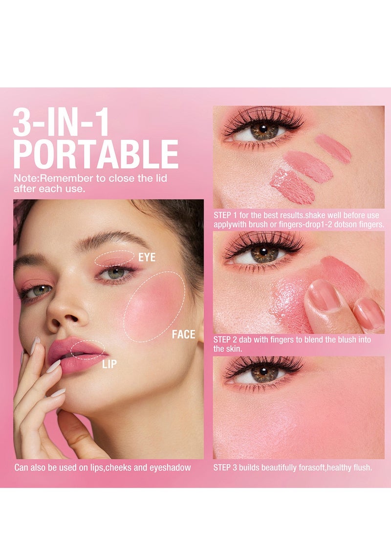 أوليبولا مكياج أحمر الخدود طويل الأمد، أحمر خدود سائل كريمي مقاوم للماء، أحمر خدود طبيعي غير لامع مع نفخة، أحمر خدود أحمر خدود قابل للمزج والقابل للبناء، ملمس ناعم وخفيف الوزن وعالي الصبغة - Image 4