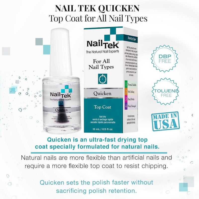 Nail Tek Quicken Fast Drying Top Coat for All Nail Types - 0.5 oz - Image 3