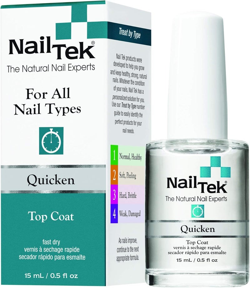 Nail Tek Quicken Fast Drying Top Coat for All Nail Types - 0.5 oz - Image 1