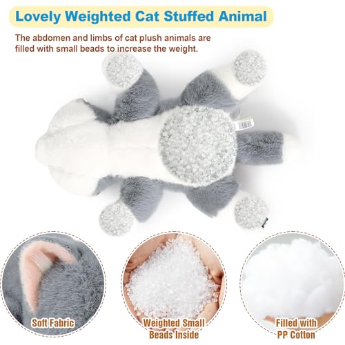 Ditucu Weighted Cat Stuffed Animal 12 lbs Cute Realistic Kitten Plush Toys 177 inch Soft Plushies Gifts for Kids Grey - Image 5