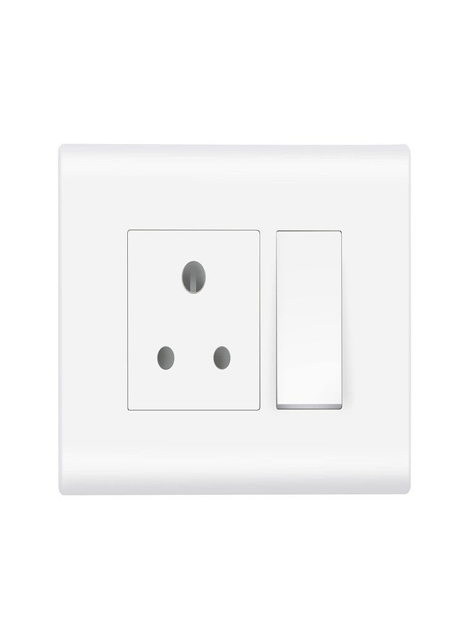 wipro Northwest (Nowa) Switch Combo Rocker of 3M Plate + 1M 6A 1_way Switch + 6A 3Pin Socket, White (Kit 5) - Image 1