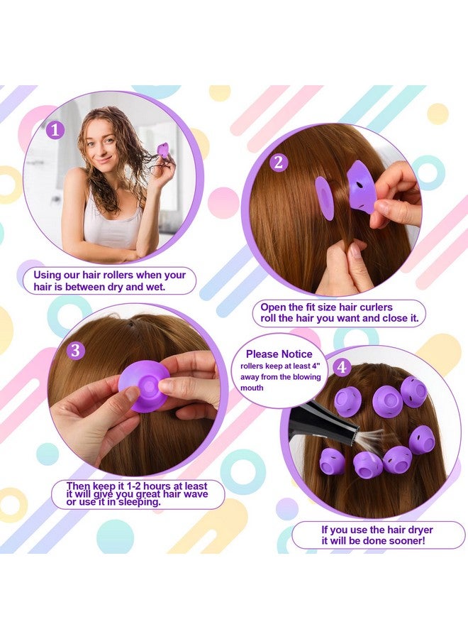 JANYUN 40 Pcs Purple Magic Hair Rollers Include 20pcs Large Sleeping Silicone Curlers 20pcs Heatless Small Hair Curlers (Purple) - Image 3