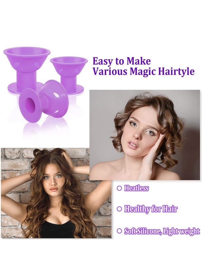 JANYUN 40 Pcs Purple Magic Hair Rollers Include 20pcs Large Sleeping Silicone Curlers 20pcs Heatless Small Hair Curlers (Purple) - Image 5