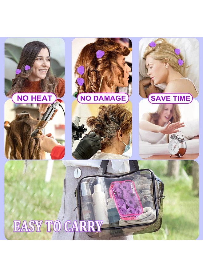 JANYUN 40 Pcs Purple Magic Hair Rollers Include 20pcs Large Sleeping Silicone Curlers 20pcs Heatless Small Hair Curlers (Purple) - Image 4