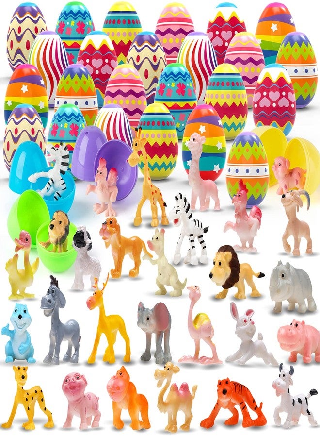 MAPIXO 24pcs Prefilled Easter Egg with Mini Animal Toy Inside, for Easter Egg Hunt, Easter Basket Filler, Filled Egg Bulk, Goody Bag Stuffers Filling Treats Party Favor Supplies for Kid - Image 1