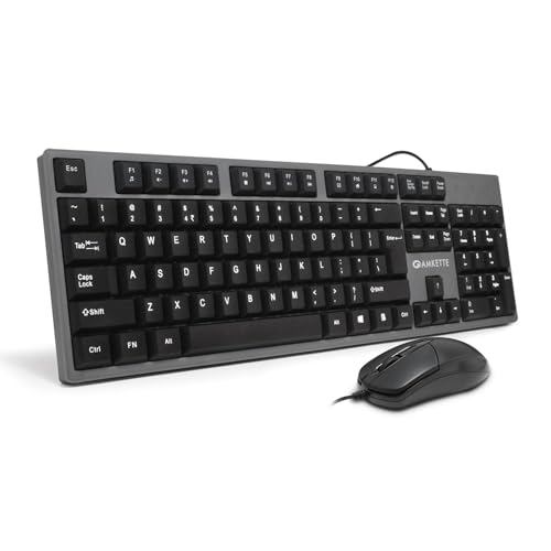 Amkette Lexus Neo Keyboard Mouse Combo Wired for Laptops, PCs, & USB-Compatible Devices | UV-Coated, Long-Lasting, Anti-Fade Keys | Spill-Resistant Design | Multimedia Keys | Comfortable Typing (Grey) - Image 1