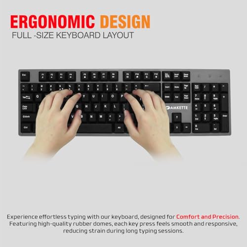Amkette Lexus Neo Keyboard Mouse Combo Wired for Laptops, PCs, & USB-Compatible Devices | UV-Coated, Long-Lasting, Anti-Fade Keys | Spill-Resistant Design | Multimedia Keys | Comfortable Typing (Grey) - Image 2