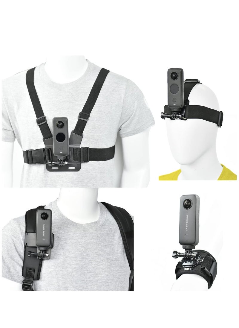 Generic - Camera Accessory Kit Chest Mount Wrist Strap Backpack Clip Mount for Insta360 One X3/One X2/Insta360 One RS/Go2 Compatible with GoPro Hero 11/Hero 9/ Hero 8/Hero 7 - Image 1
