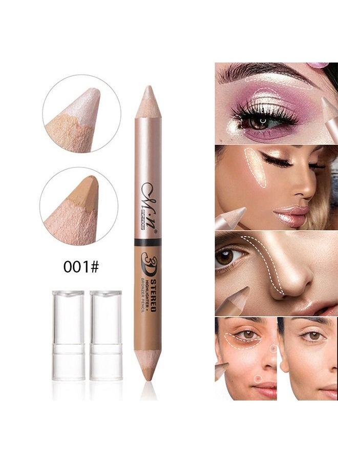 3 Pcs Highlight Contour Stick set, 6 Colors 2 in 1 Dual-ended Makeup Shading Stick, Multi-Color Concealer Shadow Pen, 3D Body Face Brightens Shades Pencil, Contour Concealer Highlighter Stick