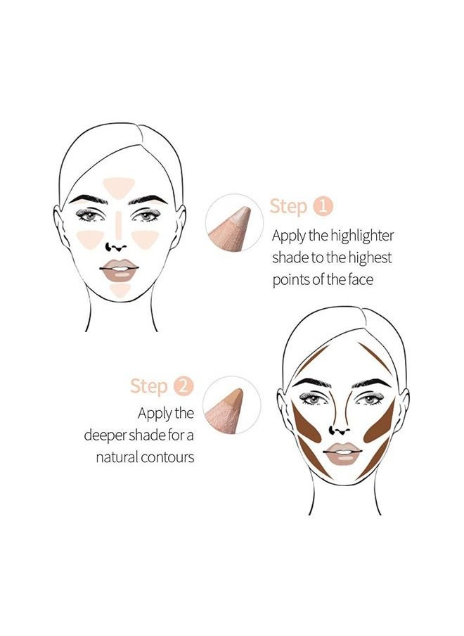 3 Pcs Highlight Contour Stick set, 6 Colors 2 in 1 Dual-ended Makeup Shading Stick, Multi-Color Concealer Shadow Pen, 3D Body Face Brightens Shades Pencil, Contour Concealer Highlighter Stick