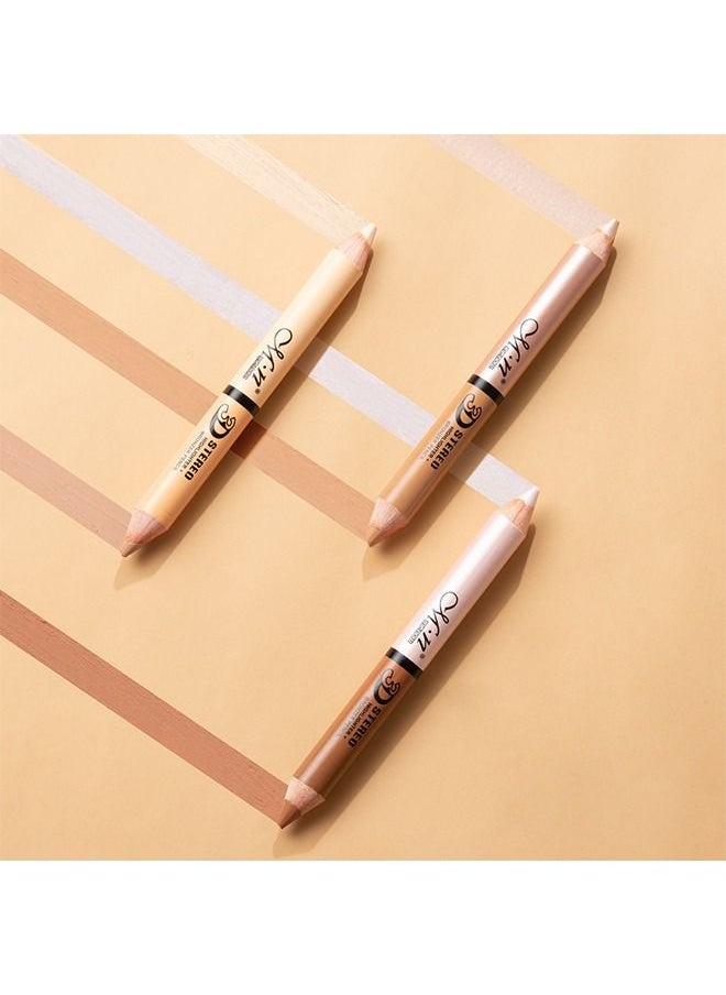 3 Pcs Highlight Contour Stick set, 6 Colors 2 in 1 Dual-ended Makeup Shading Stick, Multi-Color Concealer Shadow Pen, 3D Body Face Brightens Shades Pencil, Contour Concealer Highlighter Stick