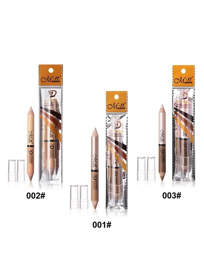3 Pcs Highlight Contour Stick set, 6 Colors 2 in 1 Dual-ended Makeup Shading Stick, Multi-Color Concealer Shadow Pen, 3D Body Face Brightens Shades Pencil, Contour Concealer Highlighter Stick