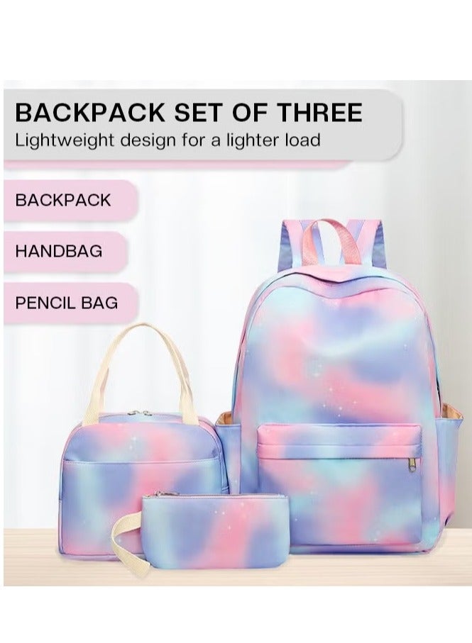 مجموعة من ثلاثة أقطاع حقيبة مدرسية جديدة للمدرسة الابتدائية / المدرسة الثانوية الإعدادية / المدرسة الثانوية / حقيبة الطالب حقيبة ظهر جامعية لطيفة غير رسمية للبنات - Image 1