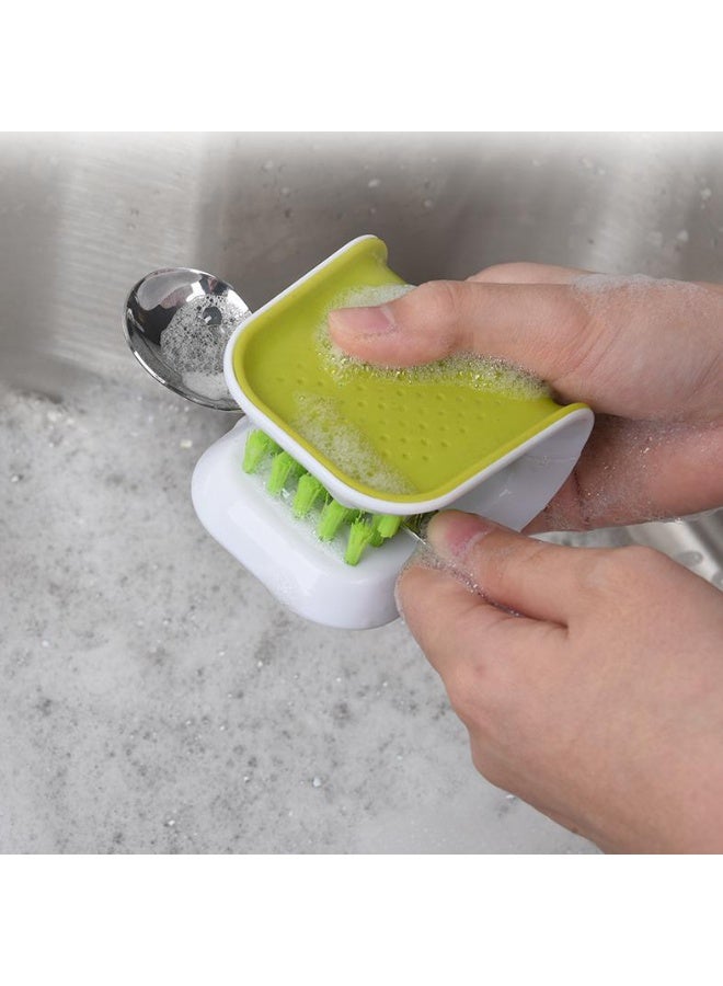 HOMESTAR U-Shaped Double-Sided Knife Cleaning Brush - Household Kitchen Utensil Scrubber For Chopsticks Forks Spoons, Blade Brush Knife Cleaner Chopsticks and Fork Cleaning Cutlery Utensil Bristle Scrubber,  Food-Safe Plastic Scrubber With Hard Bristles ,Multifunctional  Brush , Green 8*7.6*5.2cm - Image 4