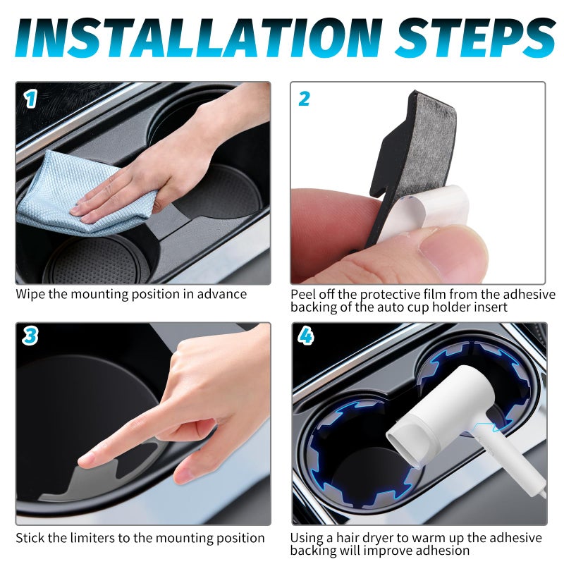 Figpade 6PCS Upgraded Silicone Car Cup Holder Insert with Arc Leaf Design,Soft Cupholder Insert for Car to Reduce Cup Sliding & Shaking,Large Adhesive Backing Cups Holder Inserts for Cars - Image 5