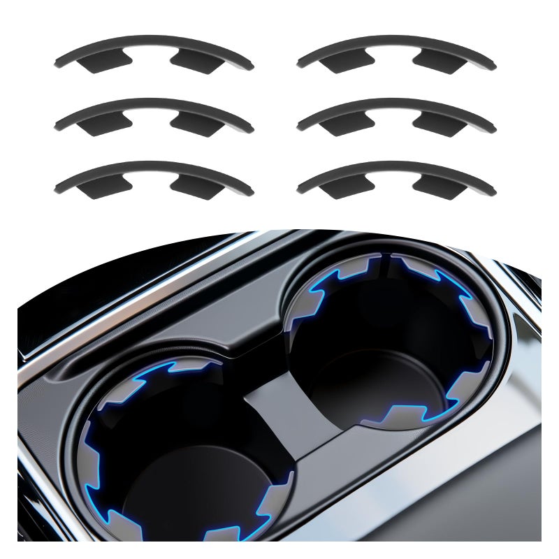 Figpade 6PCS Upgraded Silicone Car Cup Holder Insert with Arc Leaf Design,Soft Cupholder Insert for Car to Reduce Cup Sliding & Shaking,Large Adhesive Backing Cups Holder Inserts for Cars - Image 1