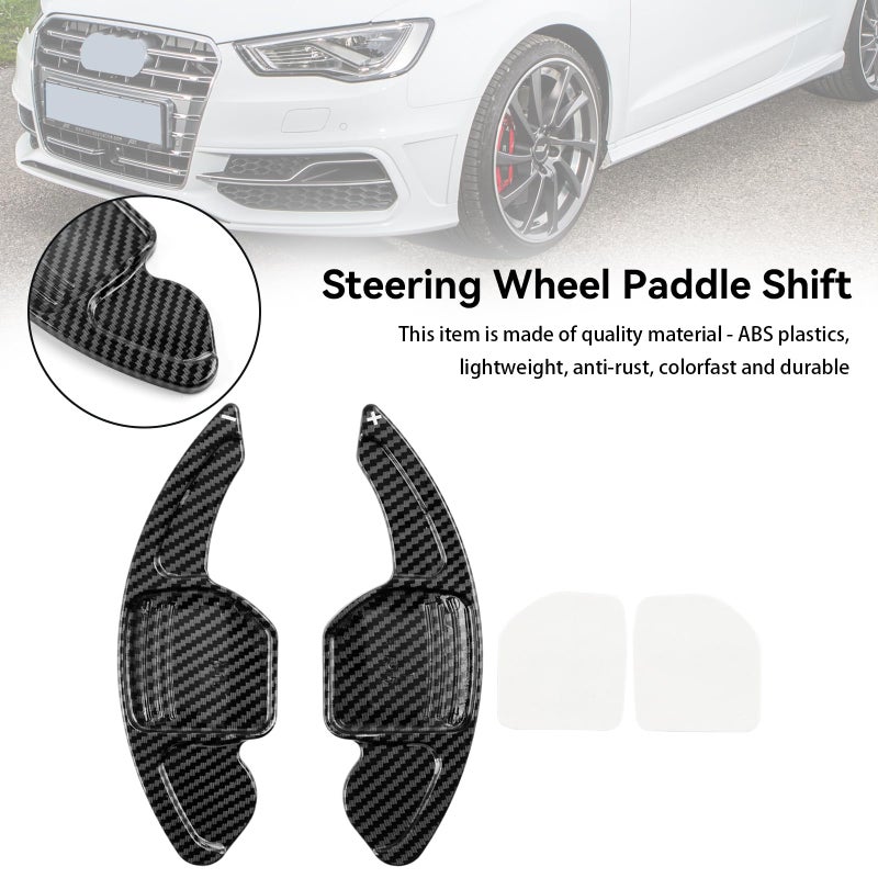 Topteng Steering Wheel Paddle Shifter Extensions for Audi Carbon Fiber Look, ABS Plastic, Fit A3 S3 RS3, A4 S4, A5 S5, A6 S6, A7 S7, A8 S8, Q3 Q5 SQ5 Q7, TT TTS â€“ 2012â€“2018 Select Models - Image 4