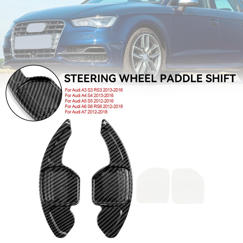 Topteng Steering Wheel Paddle Shifter Extensions for Audi Carbon Fiber Look, ABS Plastic, Fit A3 S3 RS3, A4 S4, A5 S5, A6 S6, A7 S7, A8 S8, Q3 Q5 SQ5 Q7, TT TTS â€“ 2012â€“2018 Select Models - Image 3