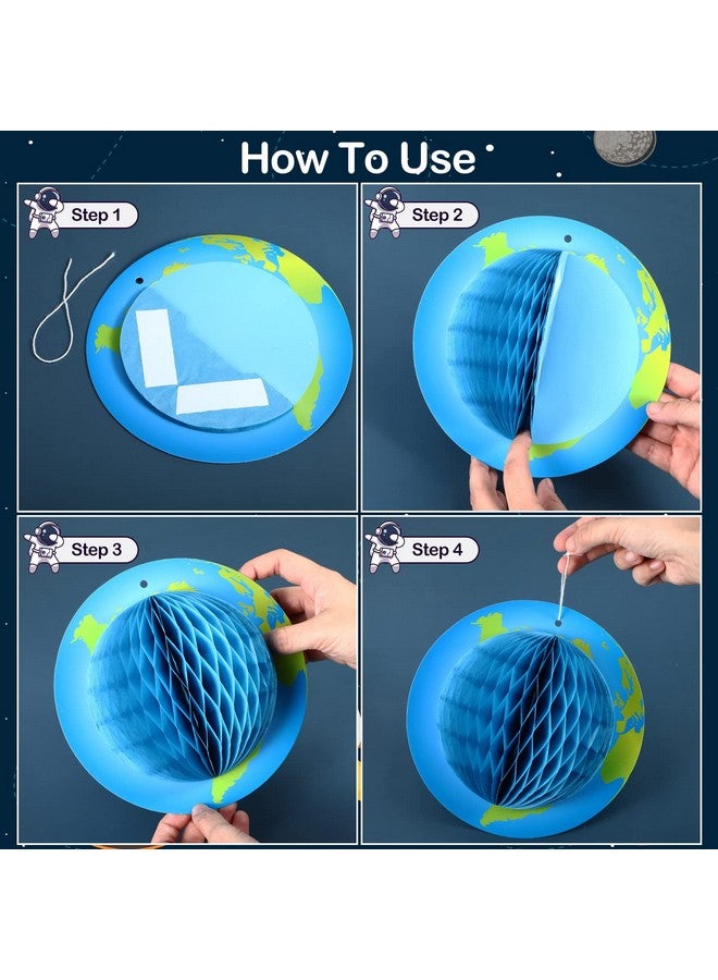 Chinco 11 Pieces Outer Space Party Decorations Solar System Hanging Decorations Galaxy Planet Honeycomb Hanging Supplies 3D Rocket Astronaut for Kids Solar System Space Birthday Party Ceiling Ornaments Decor - Image 3