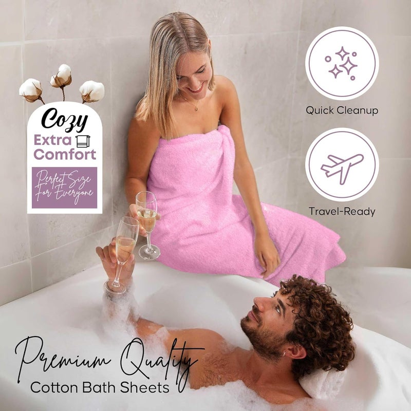 YRALY Pink Bath Sheets Extra Large (35x70 Inches), 100% Ring-Spun Cotton, 600 GSM - Super Soft, Highly Absorbent, Premium Hotel Quality Bath Towels Set of 2 - Image 3