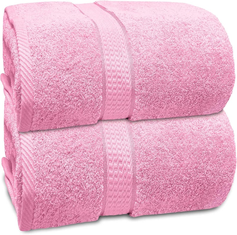 YRALY Pink Bath Sheets Extra Large (35x70 Inches), 100% Ring-Spun Cotton, 600 GSM - Super Soft, Highly Absorbent, Premium Hotel Quality Bath Towels Set of 2 - Image 1
