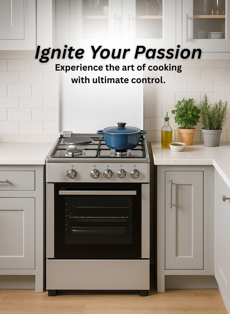 Venus موقد ستانلس ستيل 55x50 سم | 3 شعلات غاز + 1 لوحة كهربائية | فرن وشواية كهربائية | إشعال تلقائي | تصميم مدمج موفر للمساحة | صنع في تركيا – نموذج VC5531ESD - Image 2
