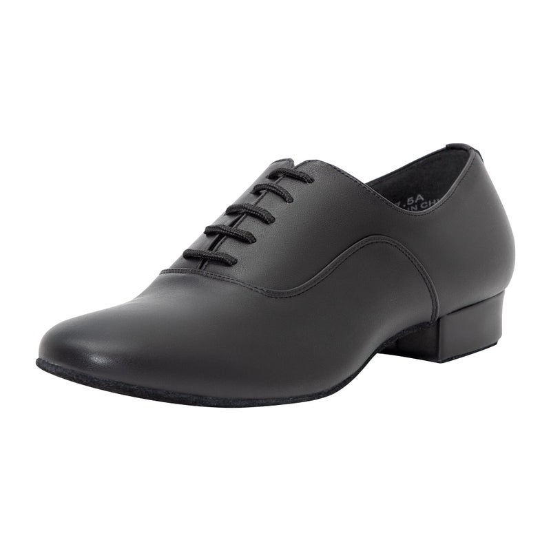 Linodes Men's Latin Dance Shoes 1 Inch Leather Sole Ballroom Salsa Tango Waltz Character Shoe-Black-10M - Image 1