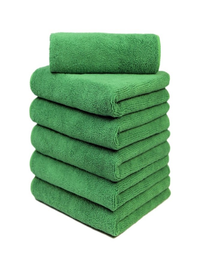 CARCAREZ Premium Microfiber Detailing Towels, 340 GSM Lint Free Car Buffing Waxing Polishing Drying Towel, Pack of 6 (Green) - Image 1