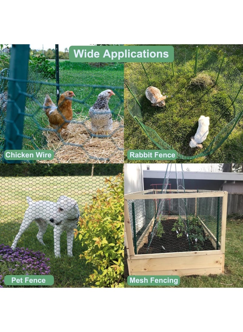 Barakah سلك دجاج لترتيبات الزهور، شبكة سلكية سداسية مطلية بـ PVC مجلفن، شبكة مرنة ومقاومة للصدأ لتسييج الحدائق، مشاريع DIY، ديكور المنزل (أخضر، 15.7 × 157 بوصة) - Image 2