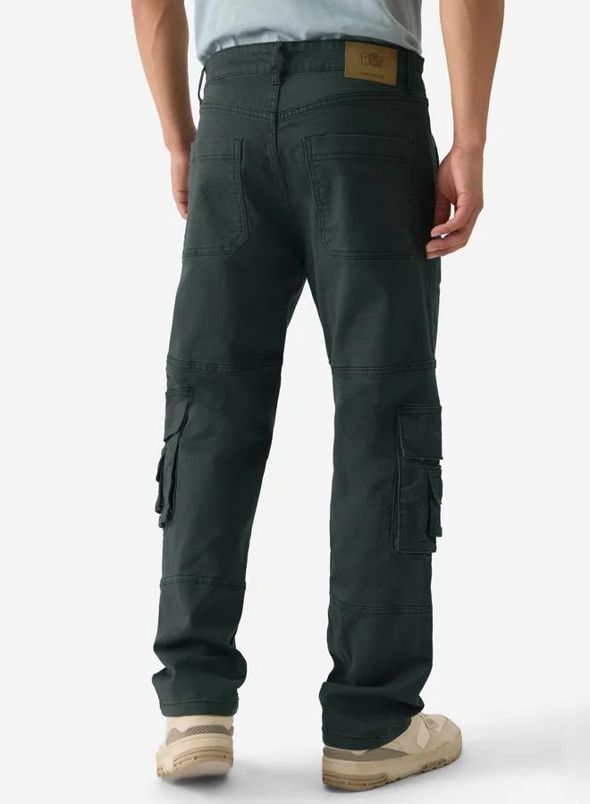 The Souled Store  Men Dark Green Straight Fit Cargo Jeans for Men | Best Price UAE