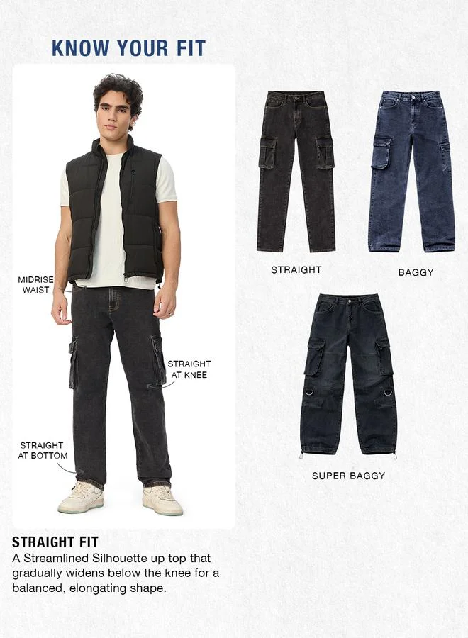 The Souled Store  Men Dark Green Straight Fit Cargo Jeans for Men | Best Price UAE
